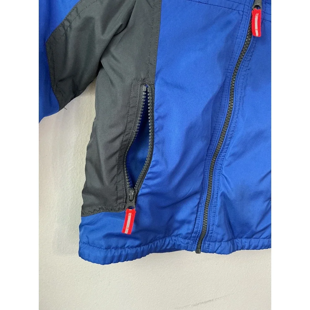 OshKosh Bgosh Boys Blue Grey Fleece Lined Hooded Windbreaker Jacket Size 5-6